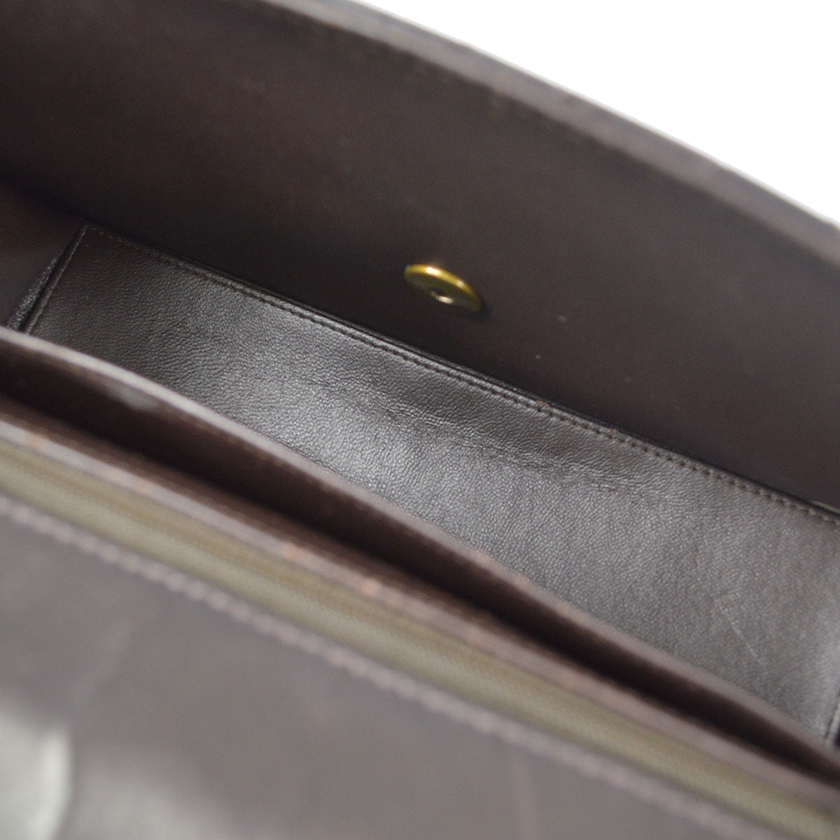 CHANEL Double Chain Shoulder Bag Brown Calfskin