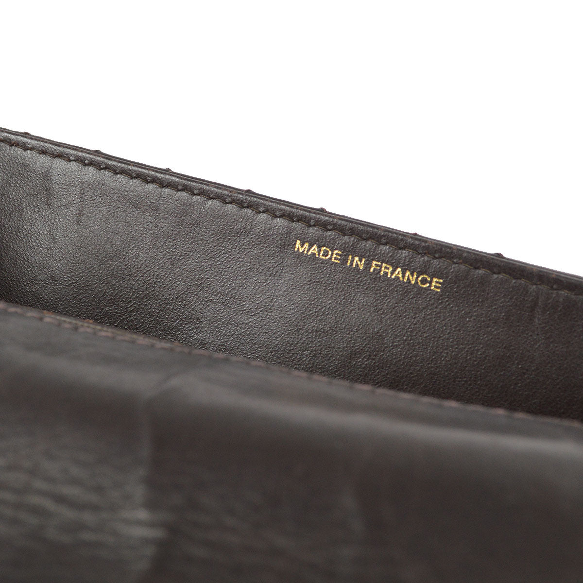 CHANEL Double Chain Shoulder Bag Brown Calfskin