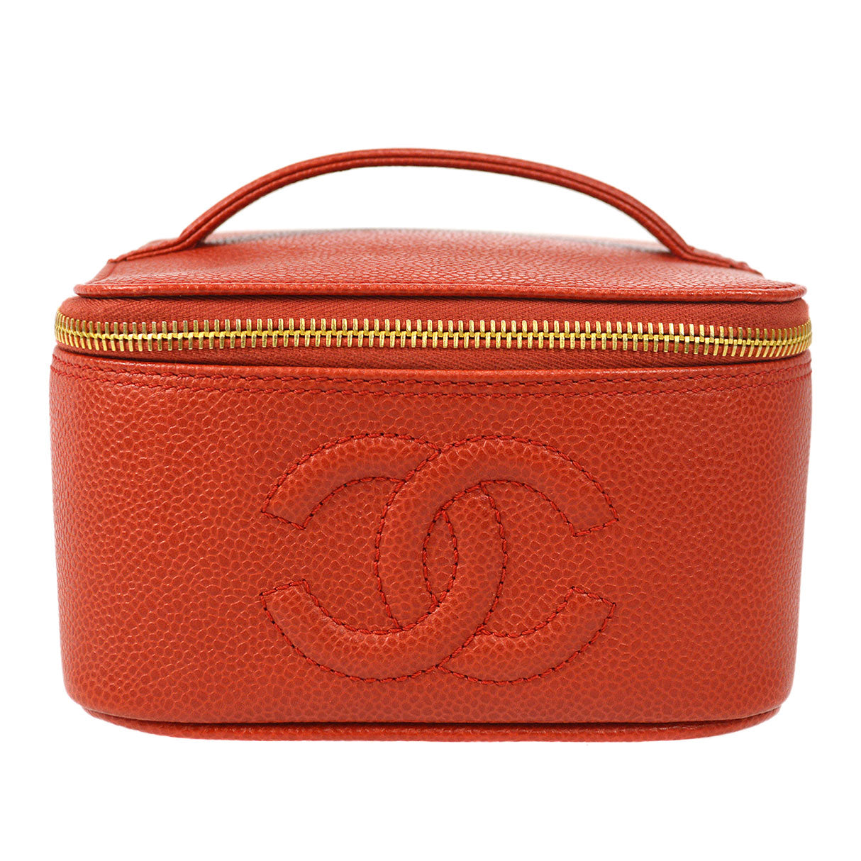 CHANEL Cosmetic Vanity Handbag Red Caviar