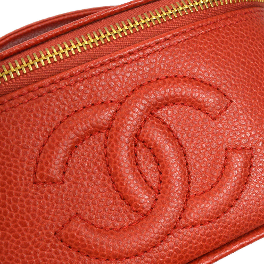 CHANEL Cosmetic Vanity Handbag Red Caviar