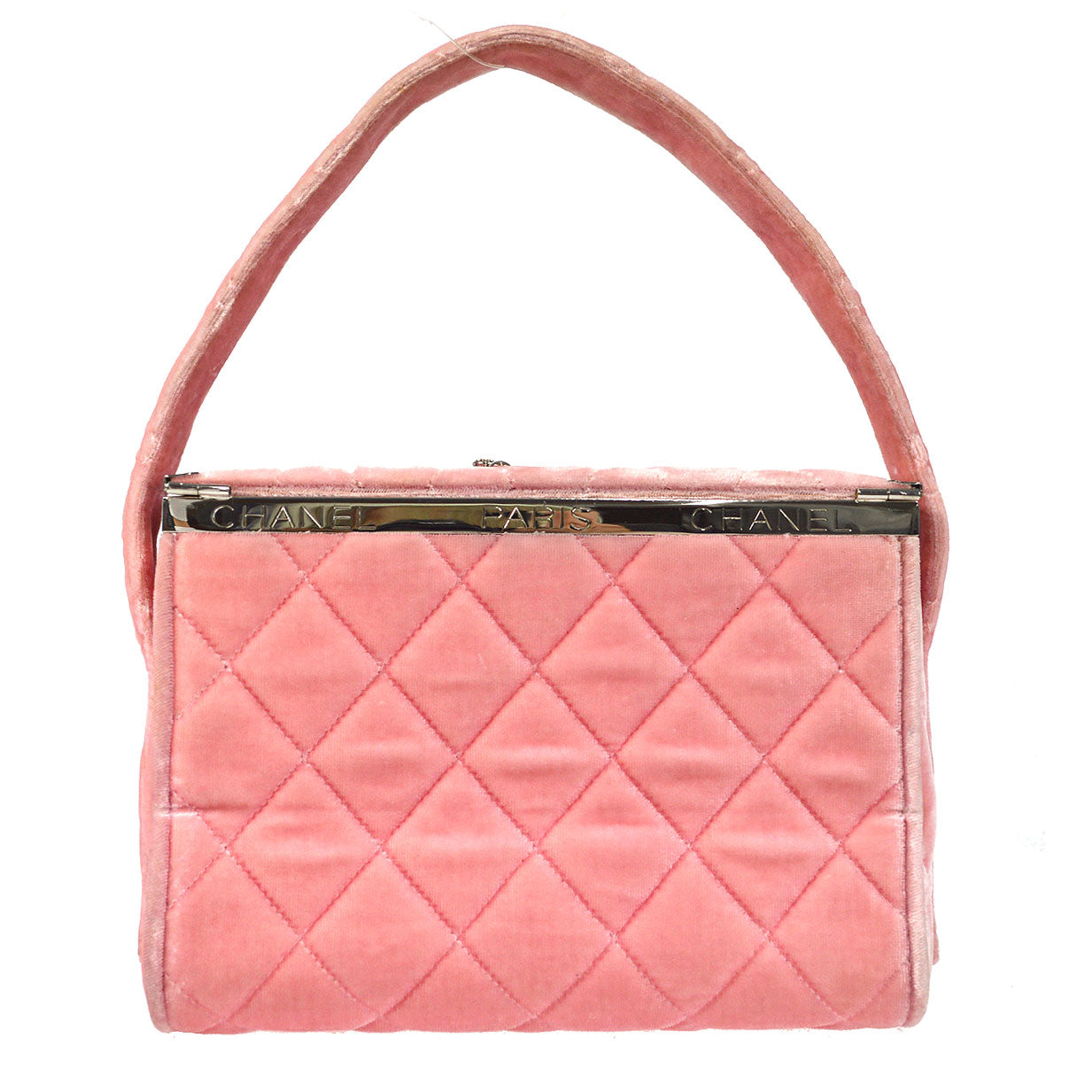 CHANEL 1996-1997 Vanity Handbag Velvet Pink