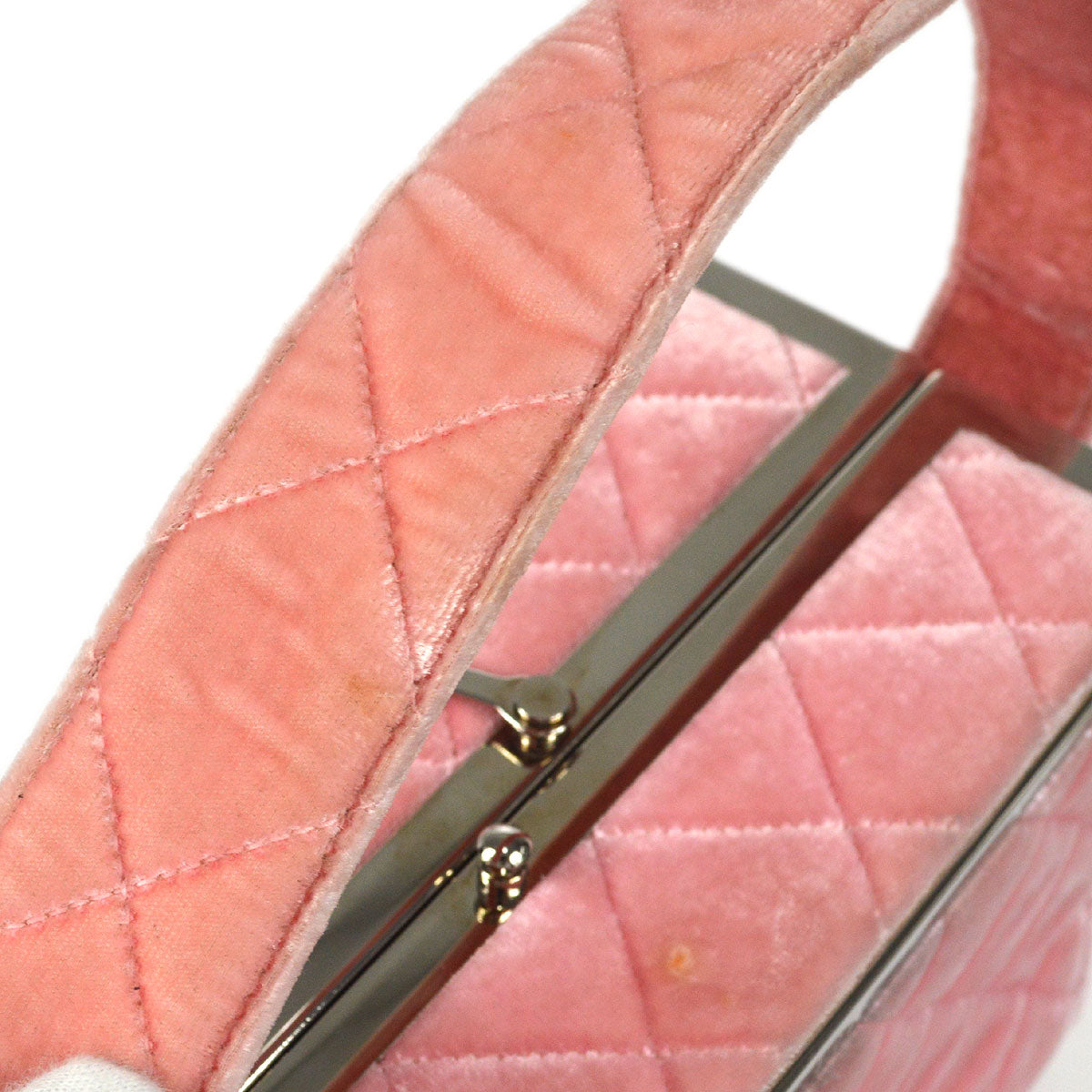 CHANEL 1996-1997 Vanity Handbag Velvet Pink