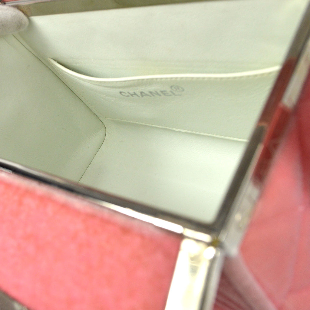 CHANEL 1996-1997 Vanity Handbag Velvet Pink