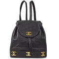 CHANEL Triple CC Chain Backpack Bag Black Caviar
