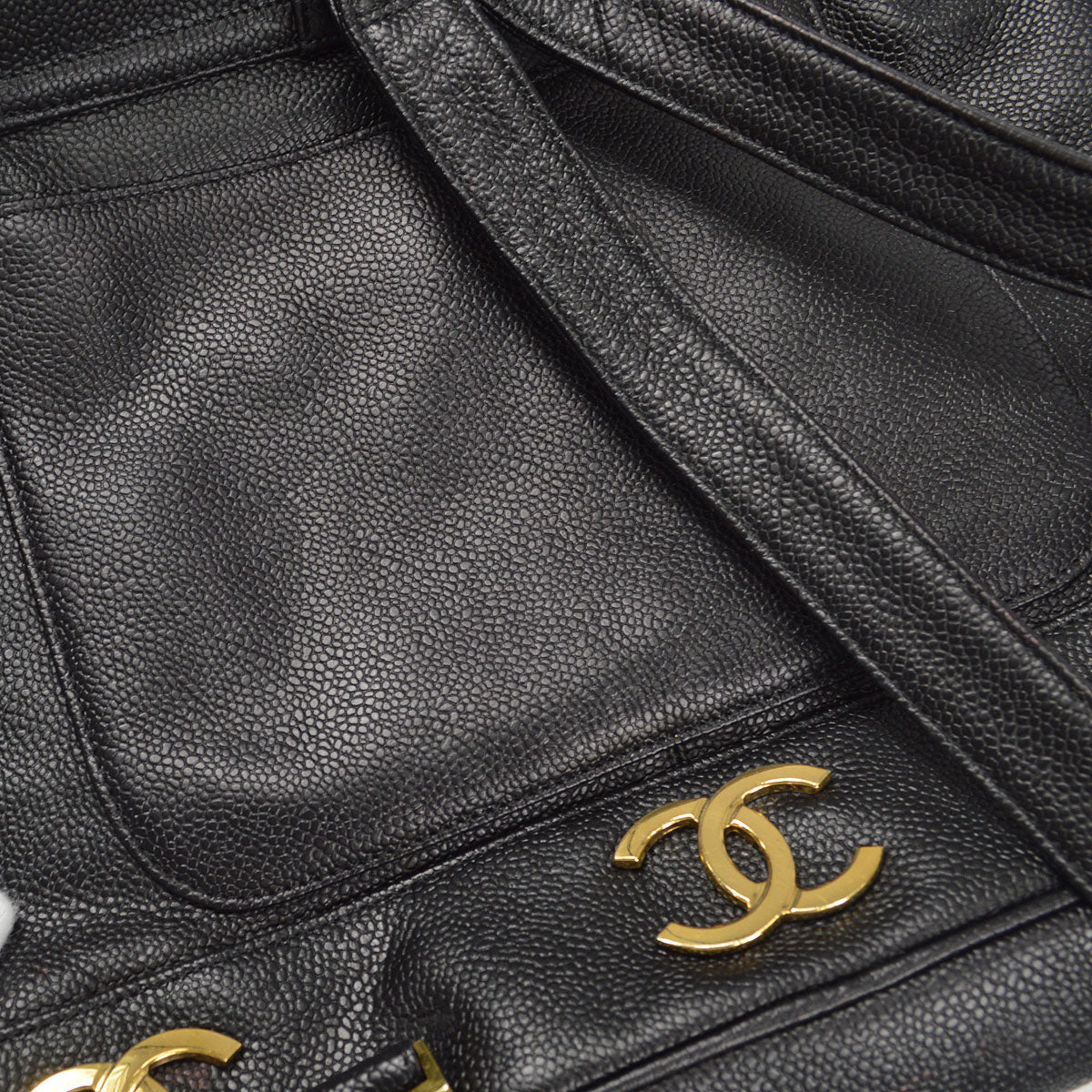 CHANEL Triple CC Chain Backpack Bag Black Caviar