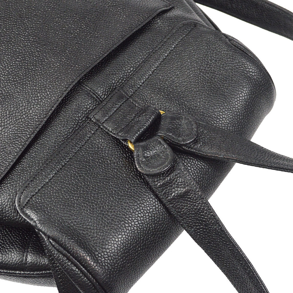 CHANEL Triple CC Chain Backpack Bag Black Caviar