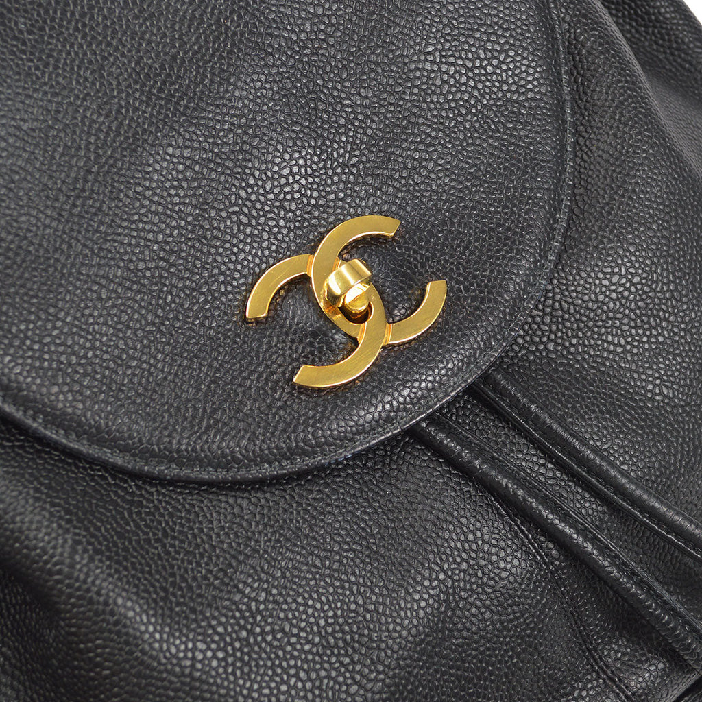 CHANEL Triple CC Chain Backpack Bag Black Caviar