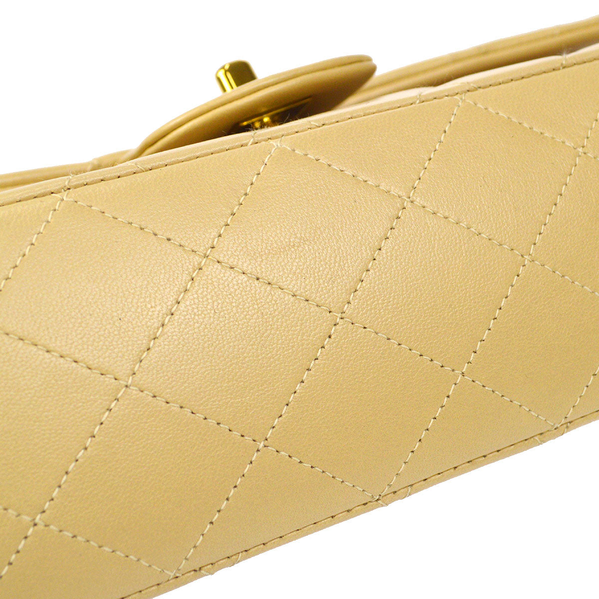 CHANEL Classic Double Flap Medium Shoulder Bag Beige Lambskin