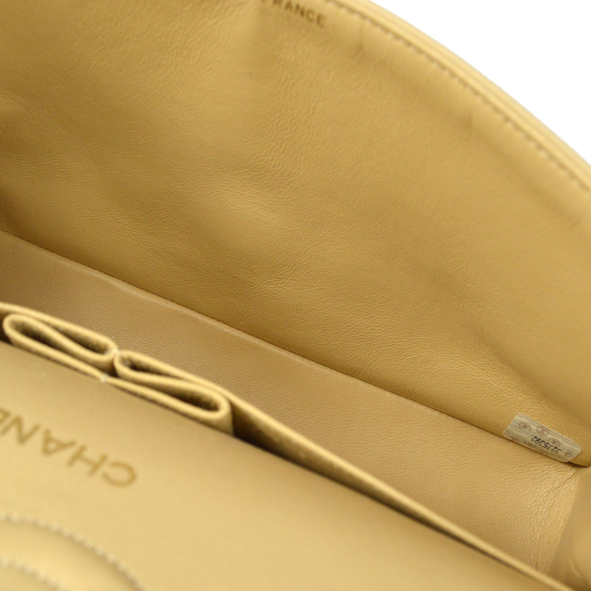 CHANEL Classic Double Flap Medium Shoulder Bag Beige Lambskin
