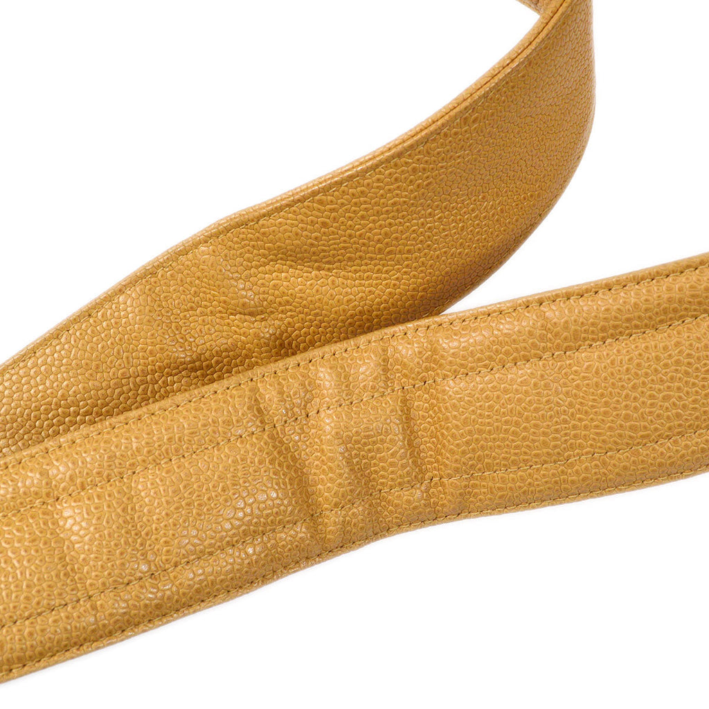 CHANEL 1994-1996 Diagonal Pocket Camera Bag Jumbo Beige Caviar
