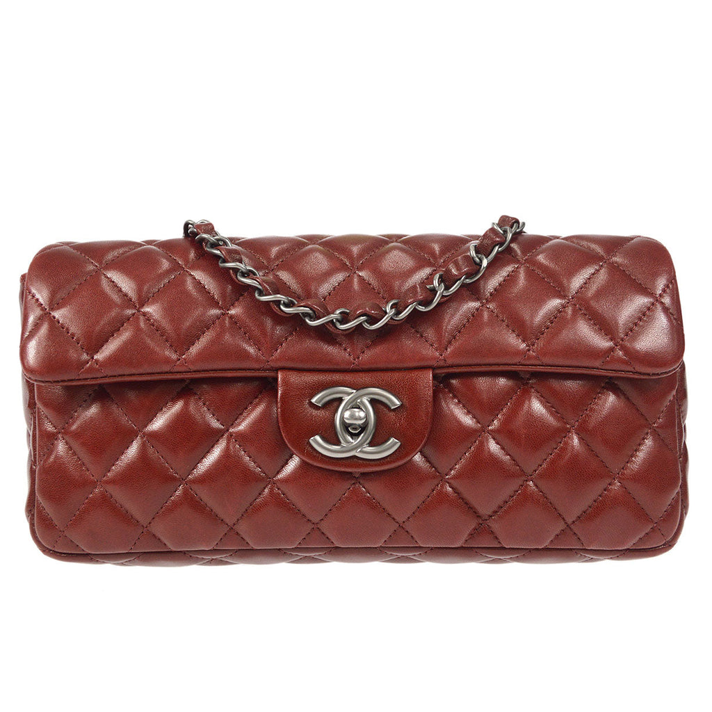 CHANEL East West Shoulder Bag Brown Lambskin