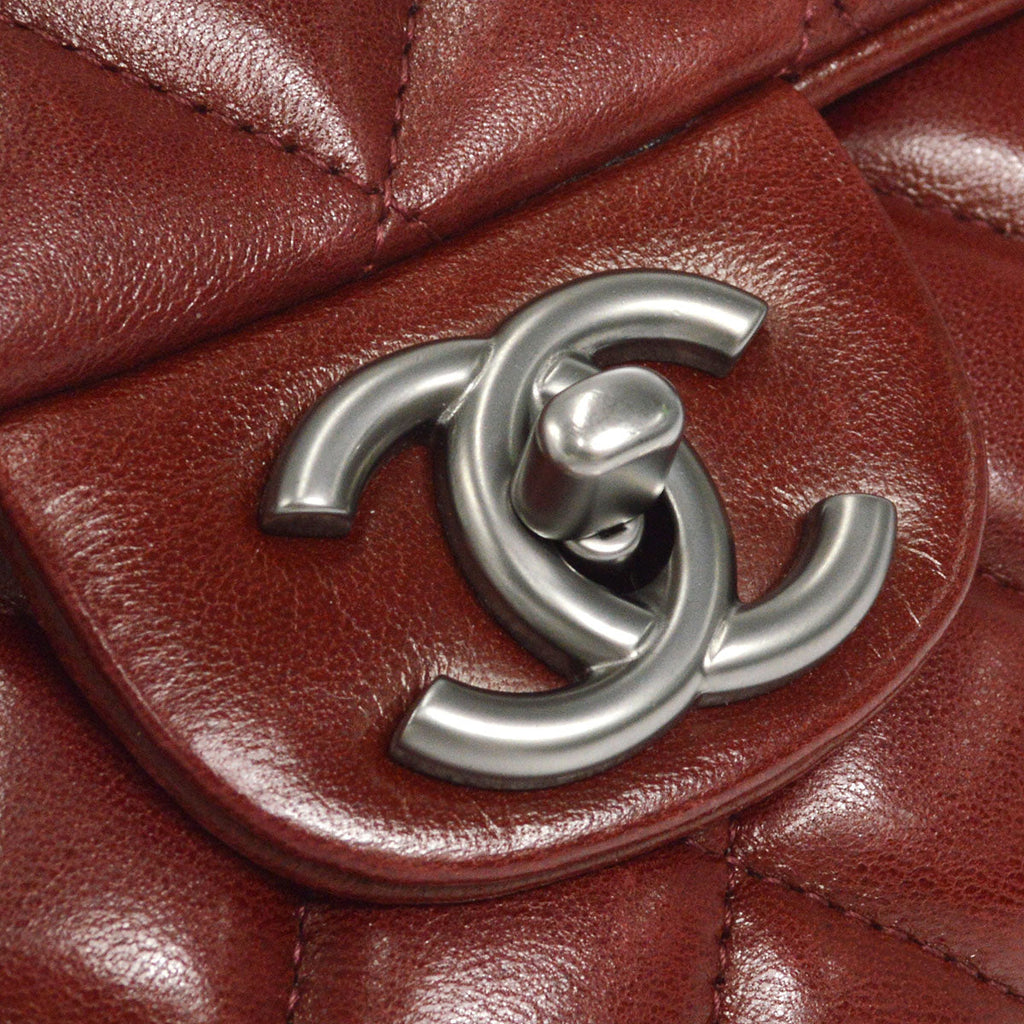 CHANEL East West Shoulder Bag Brown Lambskin