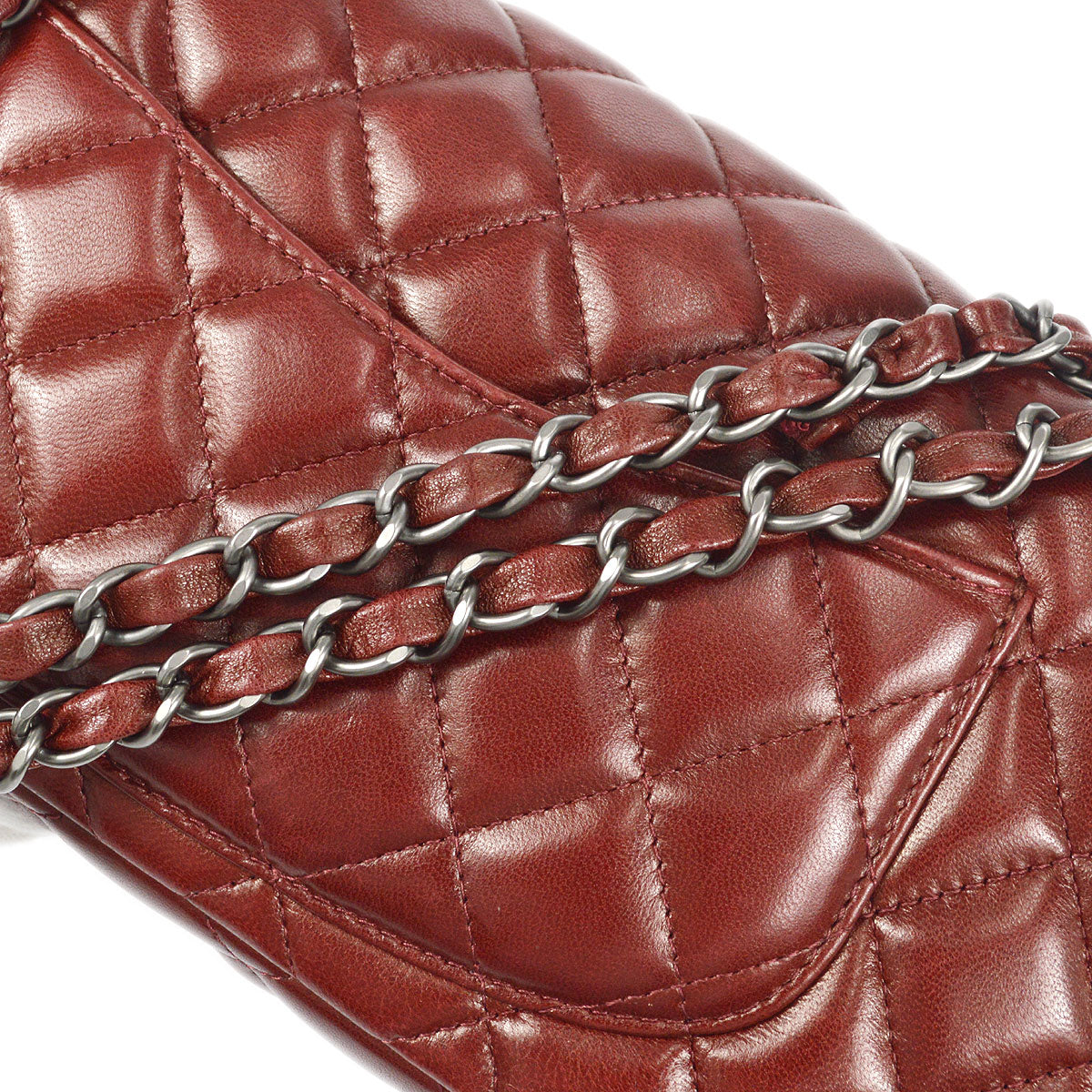 CHANEL East West Shoulder Bag Brown Lambskin