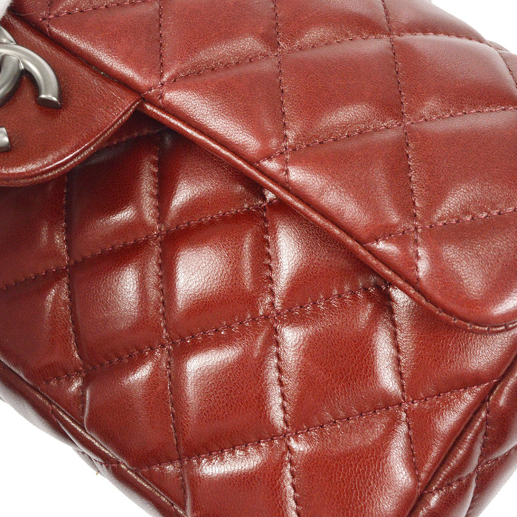 CHANEL East West Shoulder Bag Brown Lambskin