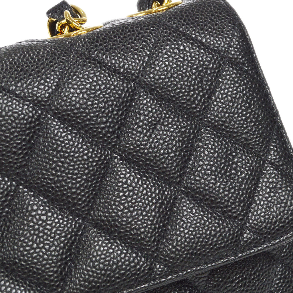 CHANEL Classic Flap Jumbo Double Chain Shoulder Bag Black Caviar