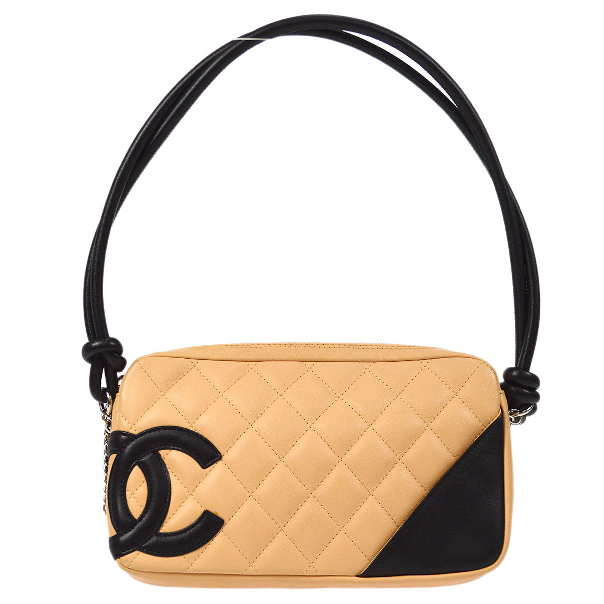 CHANEL Cambon Ligne Handbag Beige Calfskin