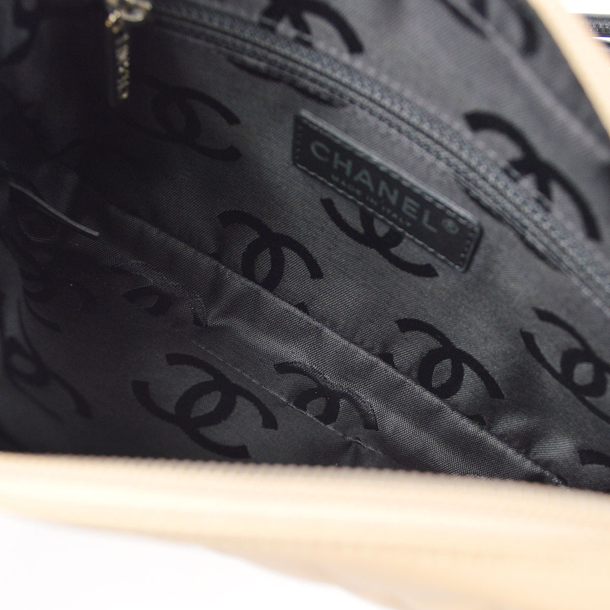 CHANEL Cambon Ligne Handbag Beige Calfskin