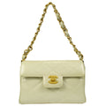 CHANEL Chain Handbag Pearl White Caviar