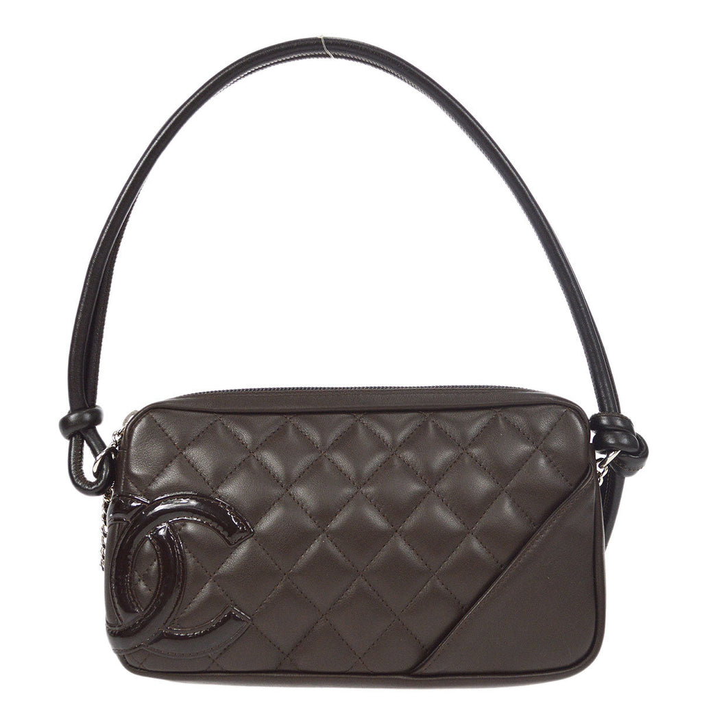 CHANEL Cambon Ligne Handbag Brown Calfskin