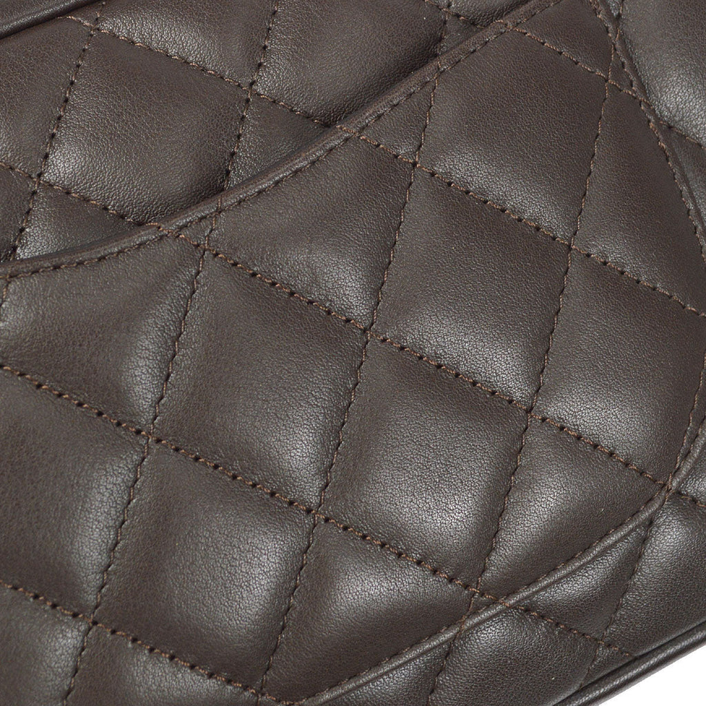 CHANEL Cambon Ligne Handbag Brown Calfskin