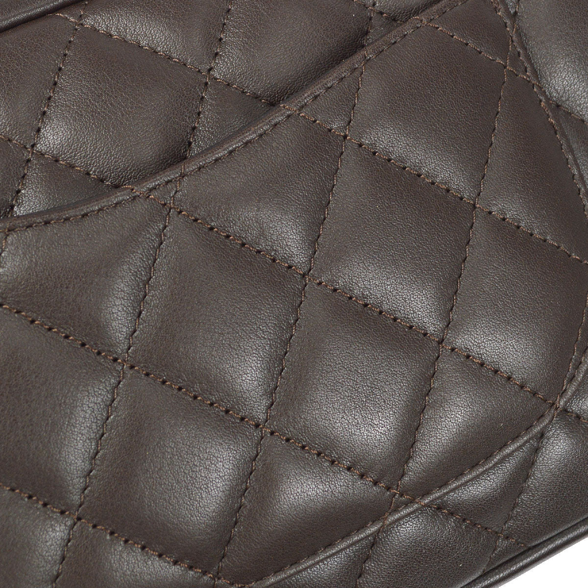 CHANEL Cambon Ligne Handbag Brown Calfskin