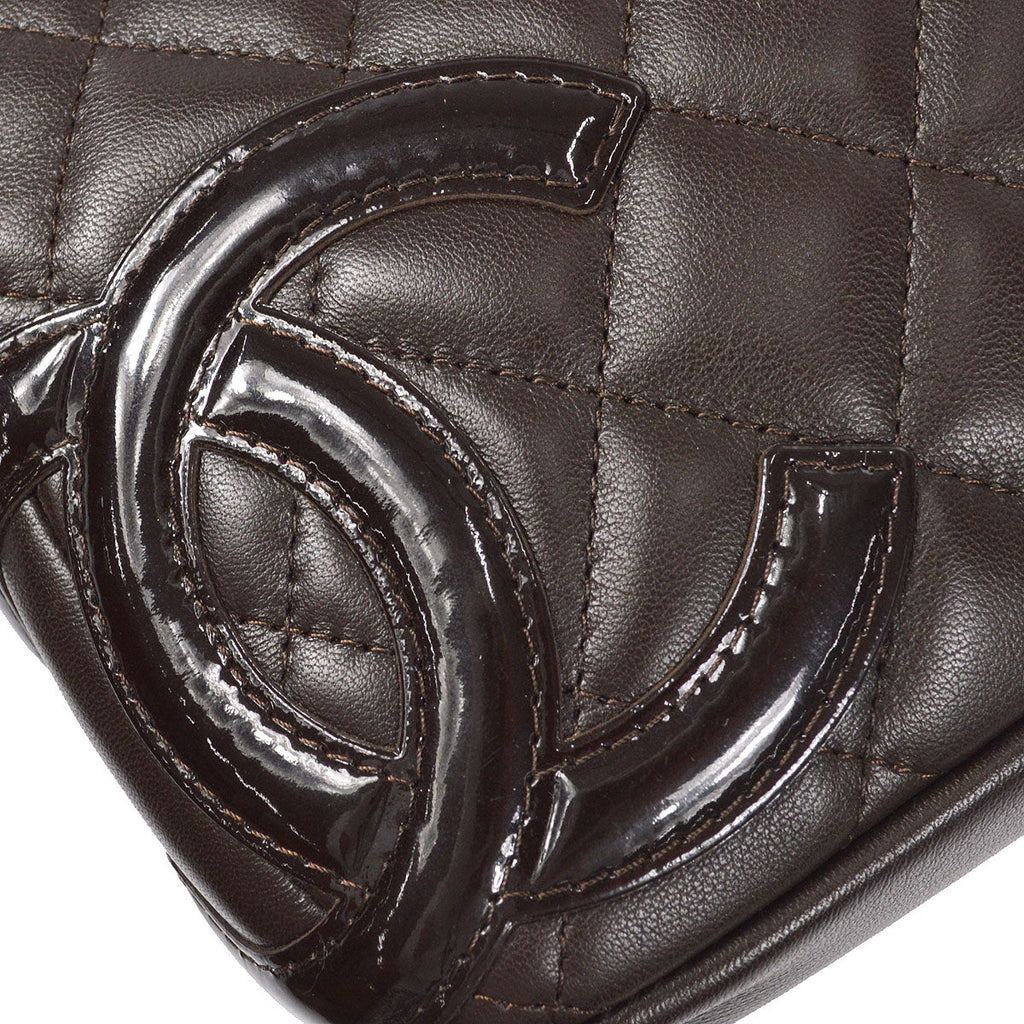 CHANEL Cambon Ligne Handbag Brown Calfskin