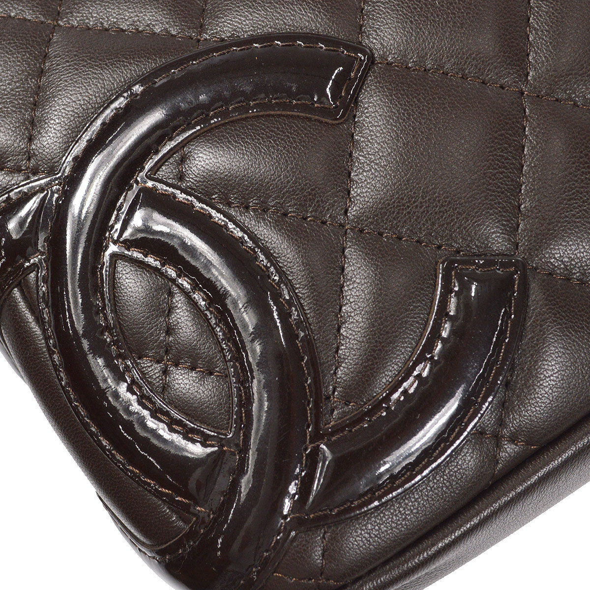 CHANEL Cambon Ligne Handbag Brown Calfskin