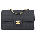 CHANEL Choco Bar Travel Line Chain Shoulder Bag Black