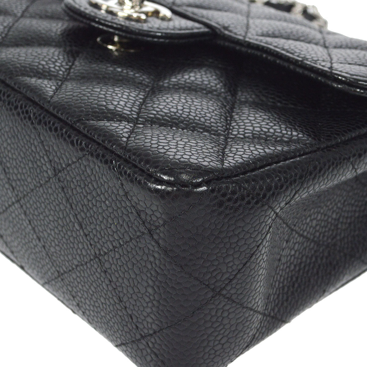 CHANEL Classic Flap Mini Square Chain Shoulder Bag Black Caviar