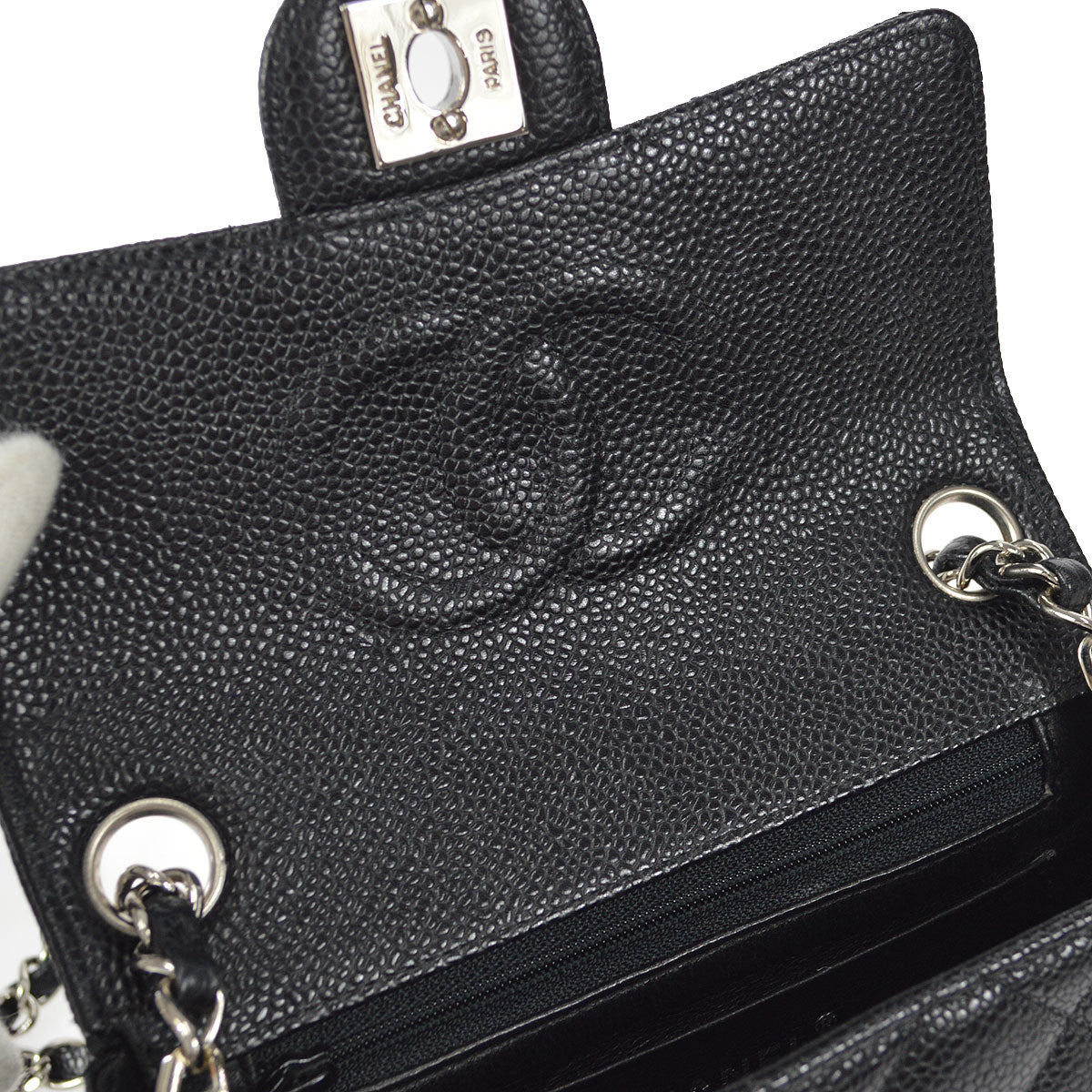 CHANEL Classic Flap Mini Square Chain Shoulder Bag Black Caviar