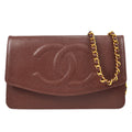 CHANEL WOC Chain Shoulder Wallet Bag Brown Caviar