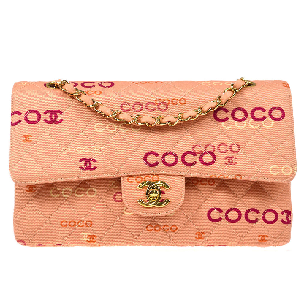 CHANEL COCO Classic Double Flap Medium Shoulder Bag Pink