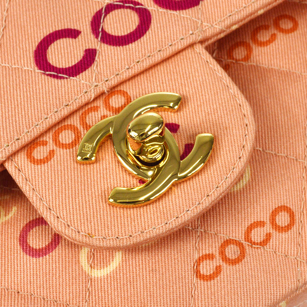 CHANEL COCO Classic Double Flap Medium Shoulder Bag Pink