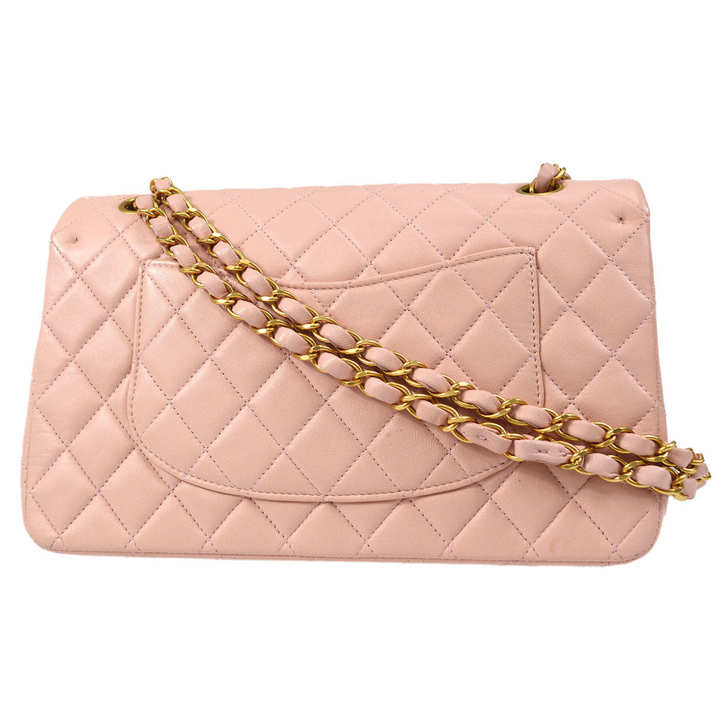 CHANEL Classic Double Flap Medium Shoulder Bag Pink Lambskin