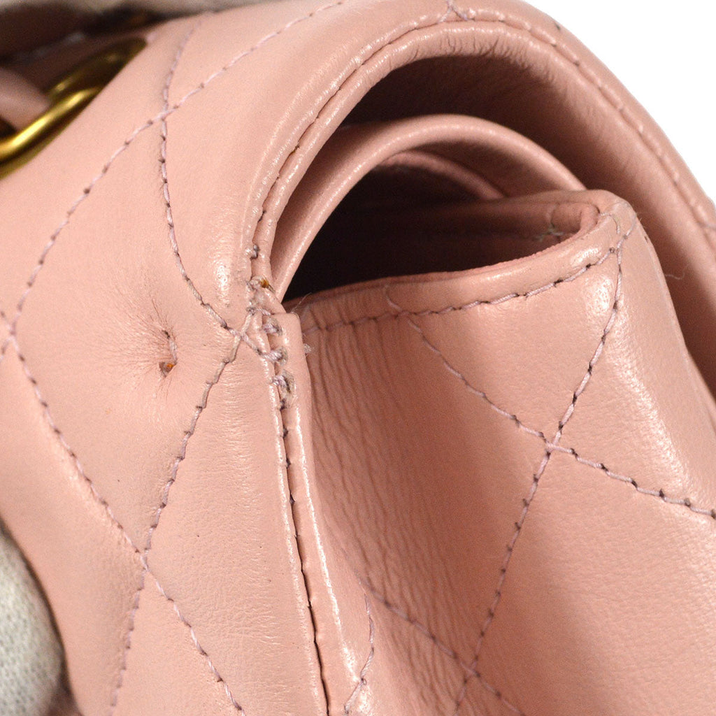 CHANEL Classic Double Flap Medium Shoulder Bag Pink Lambskin