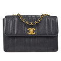 CHANEL Mademoiselle Double Chain Shoulder Bag Black Caviar
