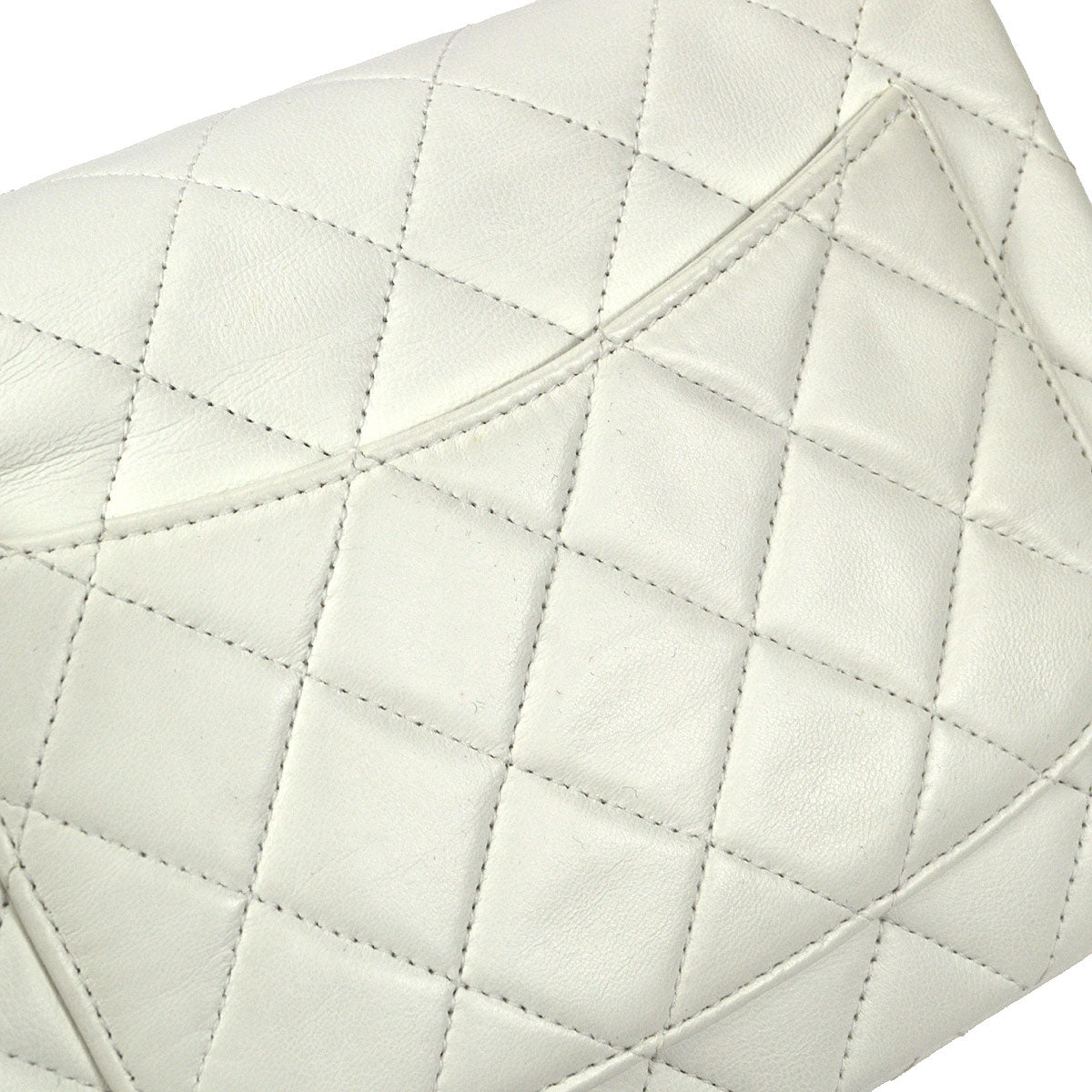 CHANEL Classic Flap Mini Square Chain Shoulder Bag White Lambskin