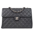 CHANEL Classic Flap Jumbo Double Chain Shoulder Bag Black Caviar