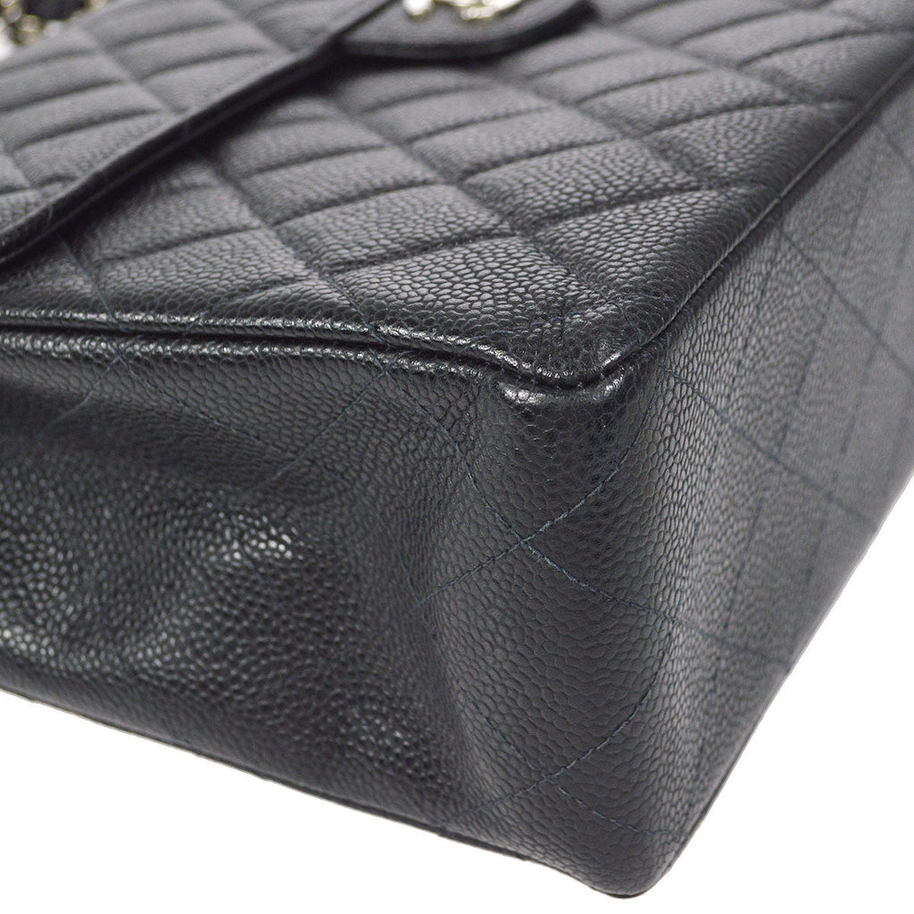 CHANEL Classic Flap Jumbo Double Chain Shoulder Bag Black Caviar