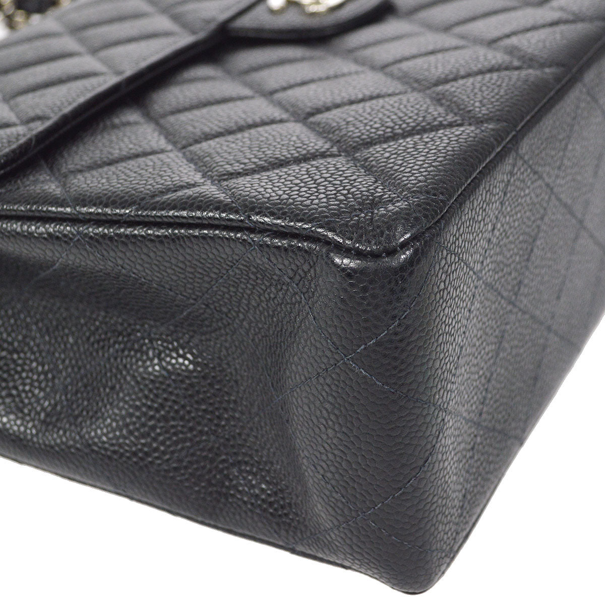 CHANEL Classic Flap Jumbo Double Chain Shoulder Bag Black Caviar
