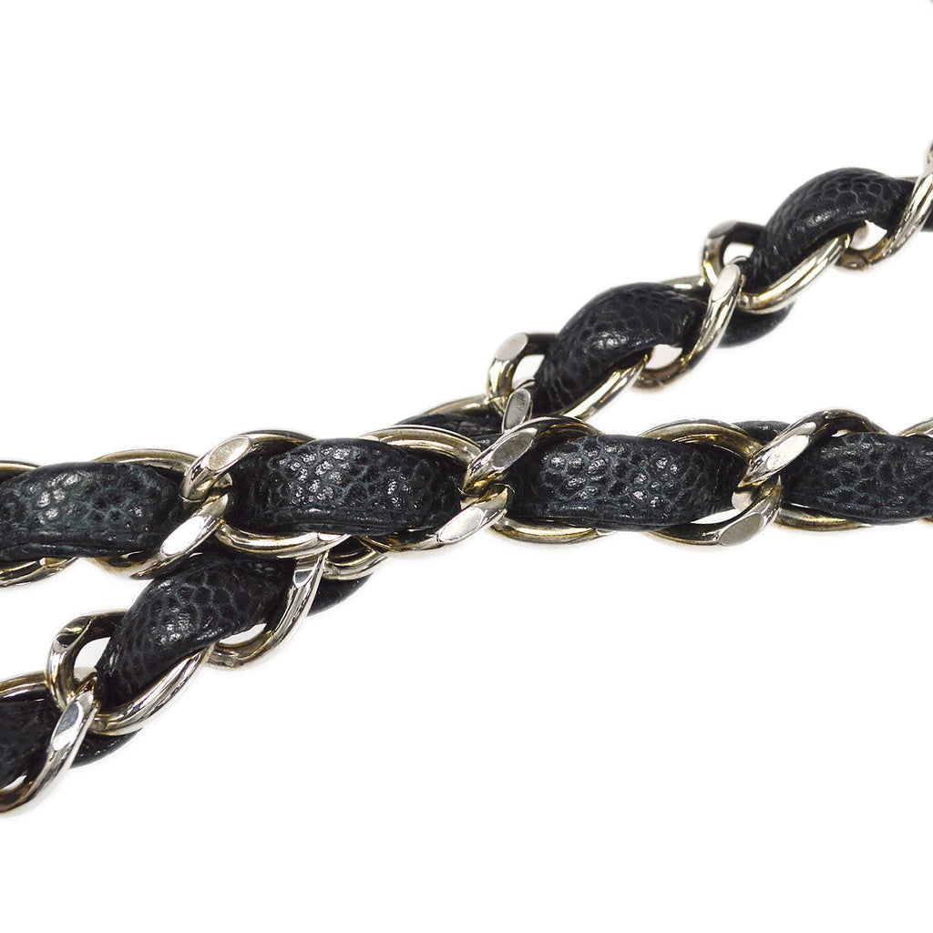 CHANEL Classic Flap Jumbo Double Chain Shoulder Bag Black Caviar