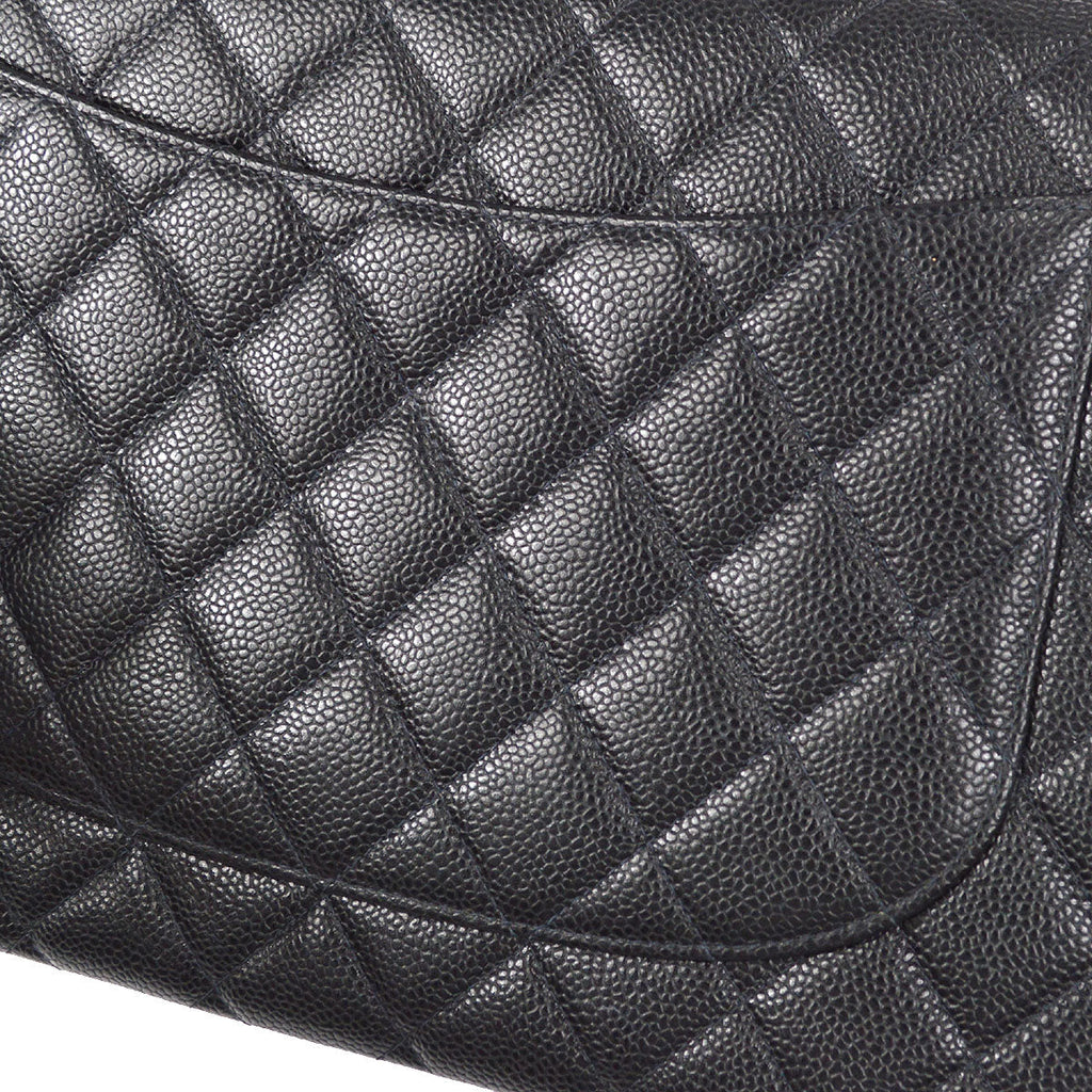 CHANEL Classic Flap Jumbo Double Chain Shoulder Bag Black Caviar