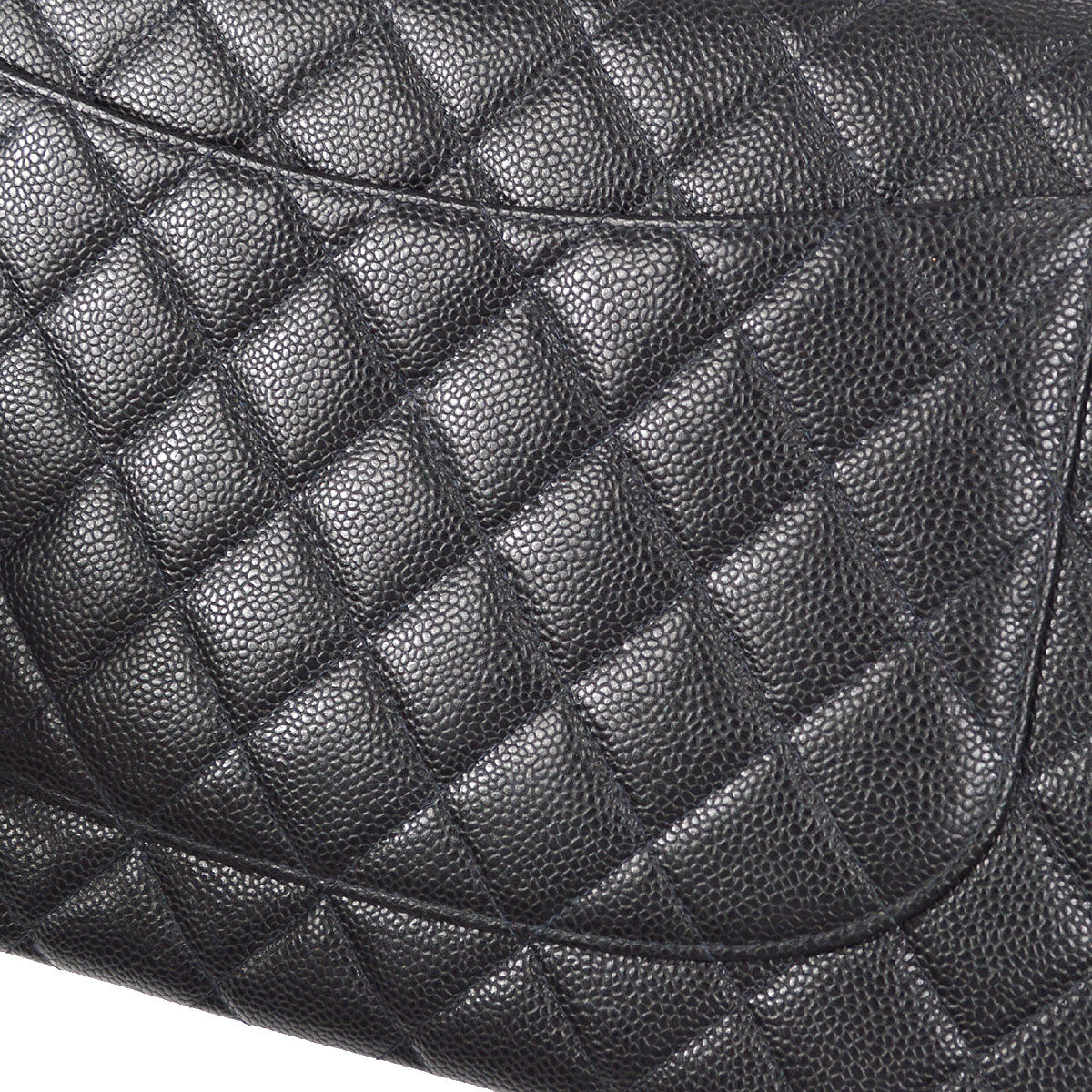 CHANEL Classic Flap Jumbo Double Chain Shoulder Bag Black Caviar