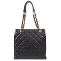 CHANEL Petite Shopping Tote PST Chain Hand Tote Bag Black Caviar