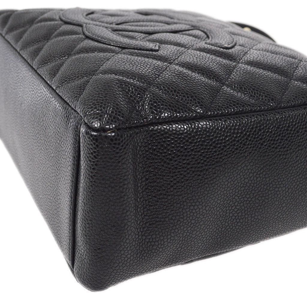 CHANEL Petite Shopping Tote PST Chain Hand Tote Bag Black Caviar