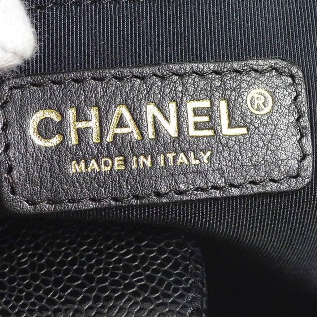 CHANEL Petite Shopping Tote PST Chain Hand Tote Bag Black Caviar