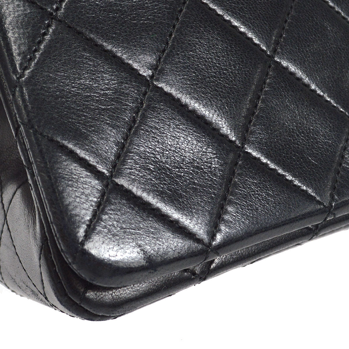 CHANEL Full Flap Chain Shoulder Bag Black Lambskin