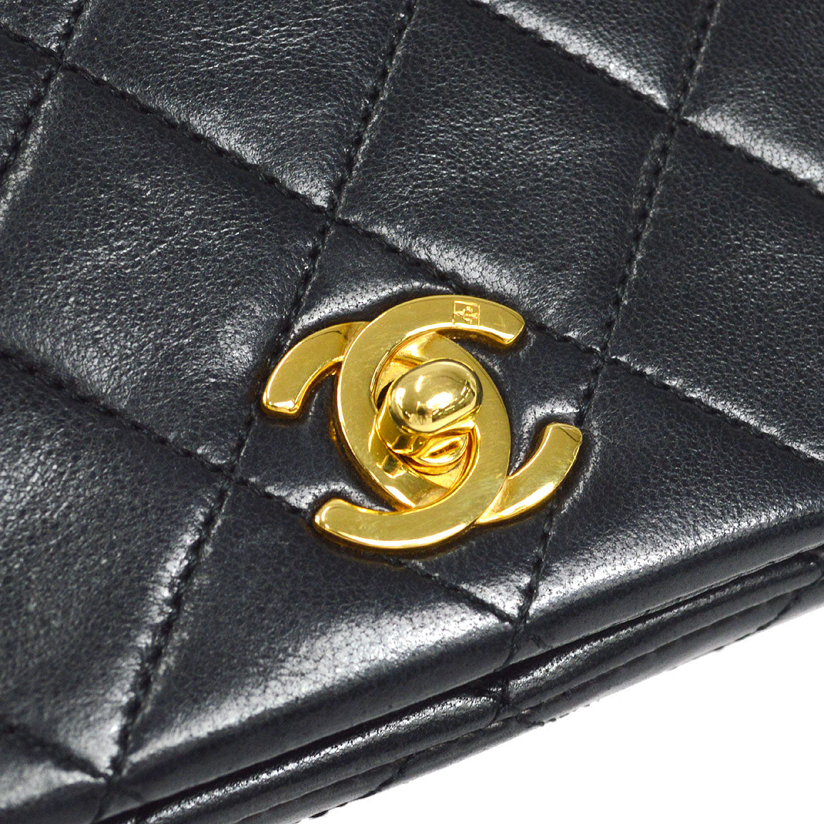 CHANEL Full Flap Chain Shoulder Bag Black Lambskin