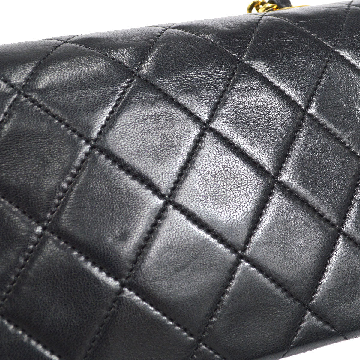 CHANEL Full Flap Chain Shoulder Bag Black Lambskin