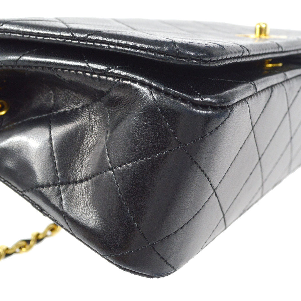 CHANEL Full Flap Chain Shoulder Bag Black Lambskin
